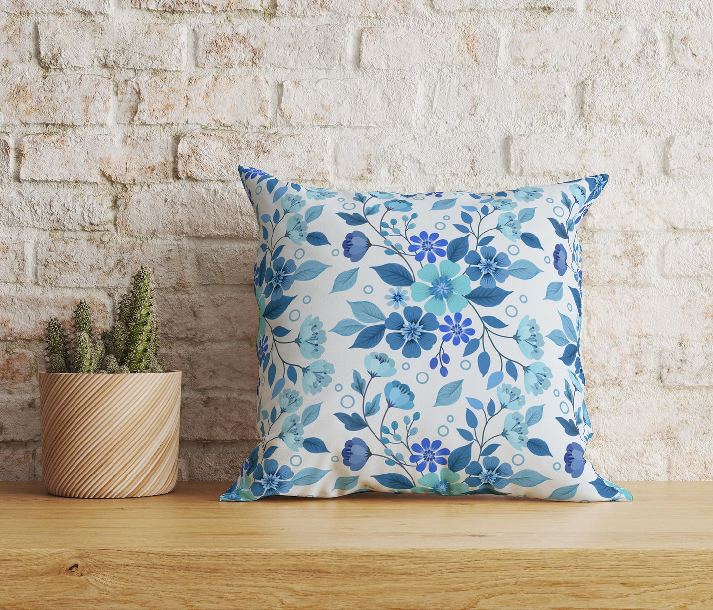 Light Blue Floral Cushion Covers Flower Throw Cushion