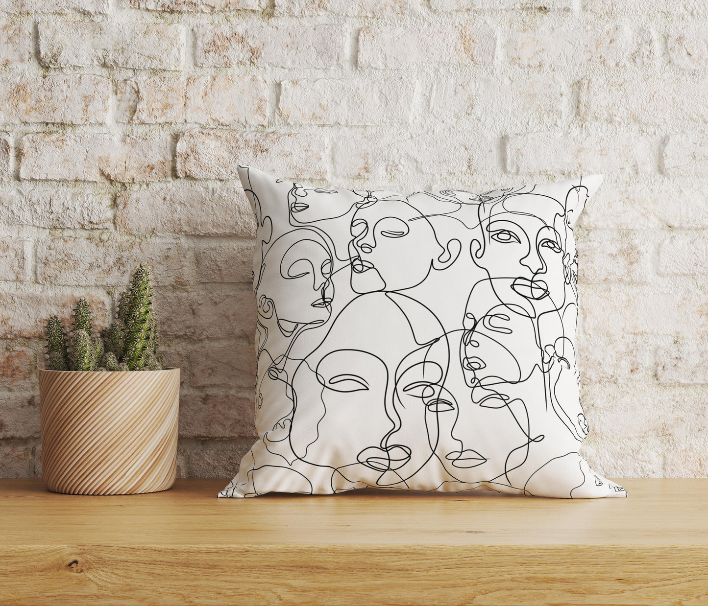 Abstract Woman Face Cushion Cover Bohem Style Pillow Cover