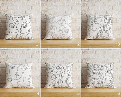 Abstract Woman Face Cushion Cover Bohem Style Pillow Cover