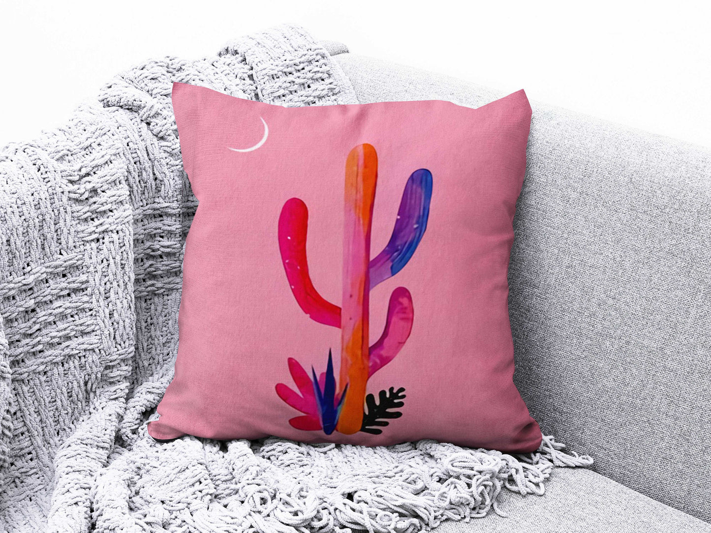 Floral Cactus Cushion Cover Green Cushion Case Botanical Pillow Cover