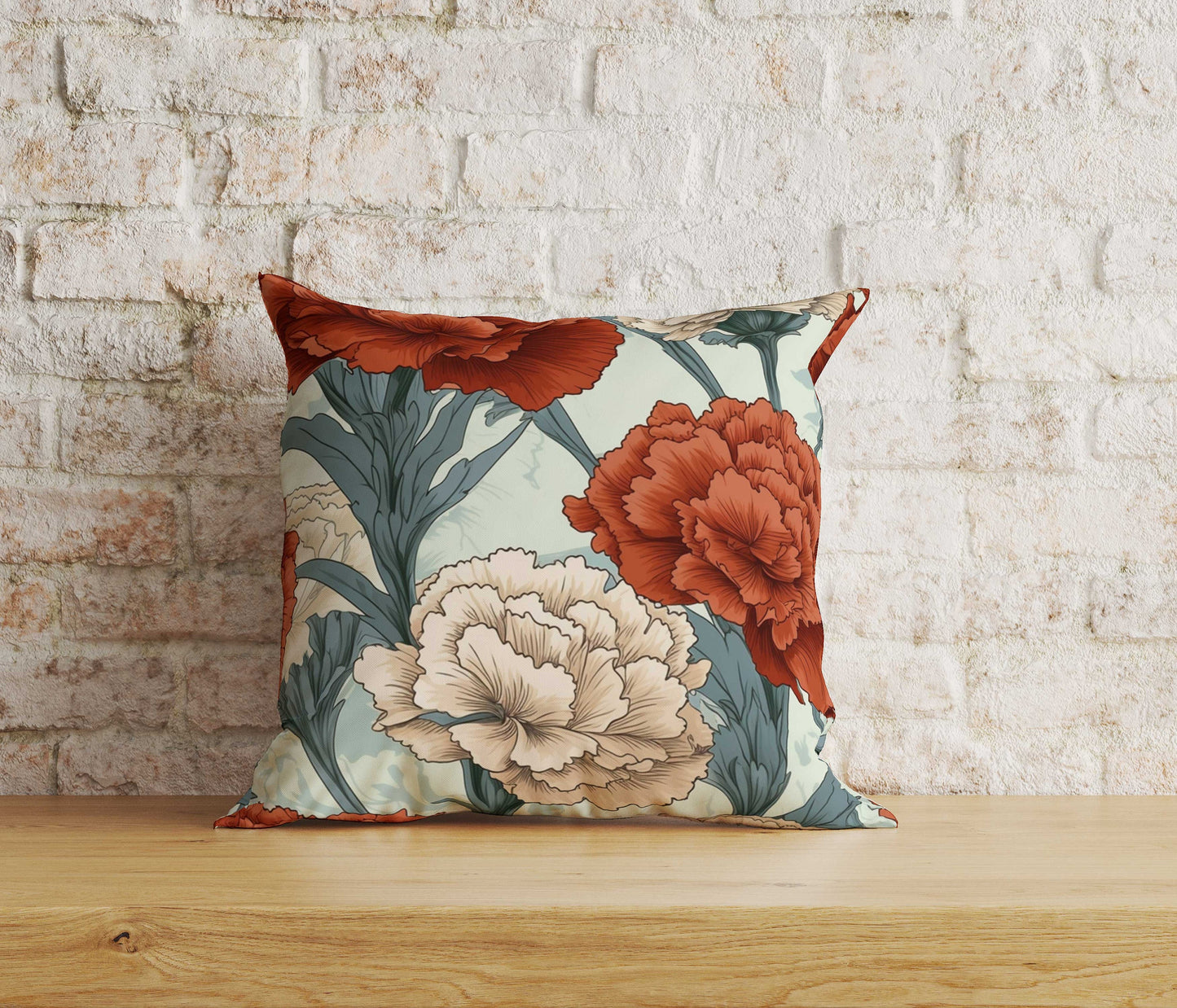 Red and White Clove Cushion Covers UK Floral Pillow Cover