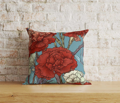 Red and White Clove Cushion Covers UK Floral Pillow Cover