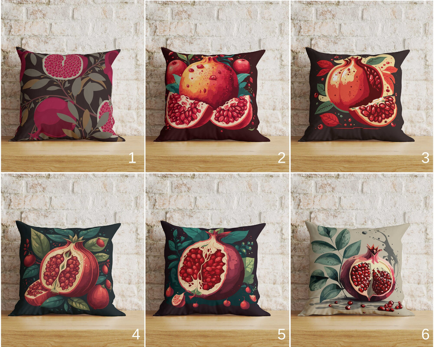 Pomegranate Cushion Cover Fresh Fruit Vintage Pillow Cover