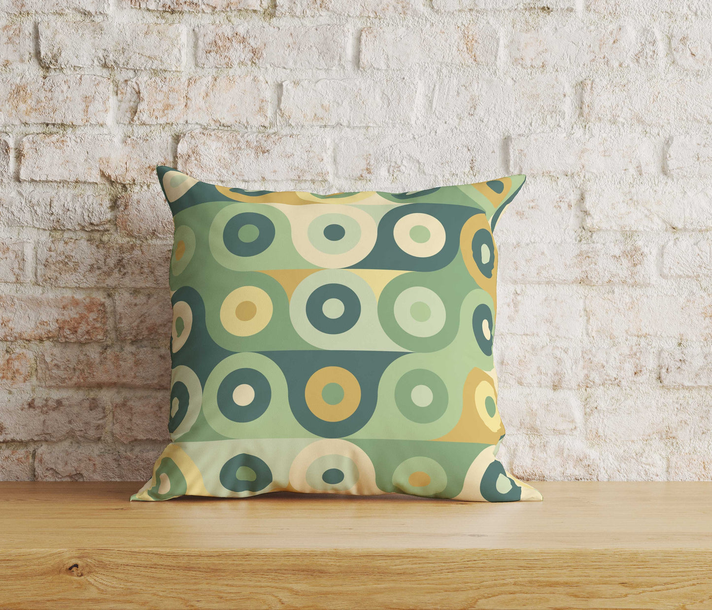 Orange and Green Retro Floral Striped Cushion Covers