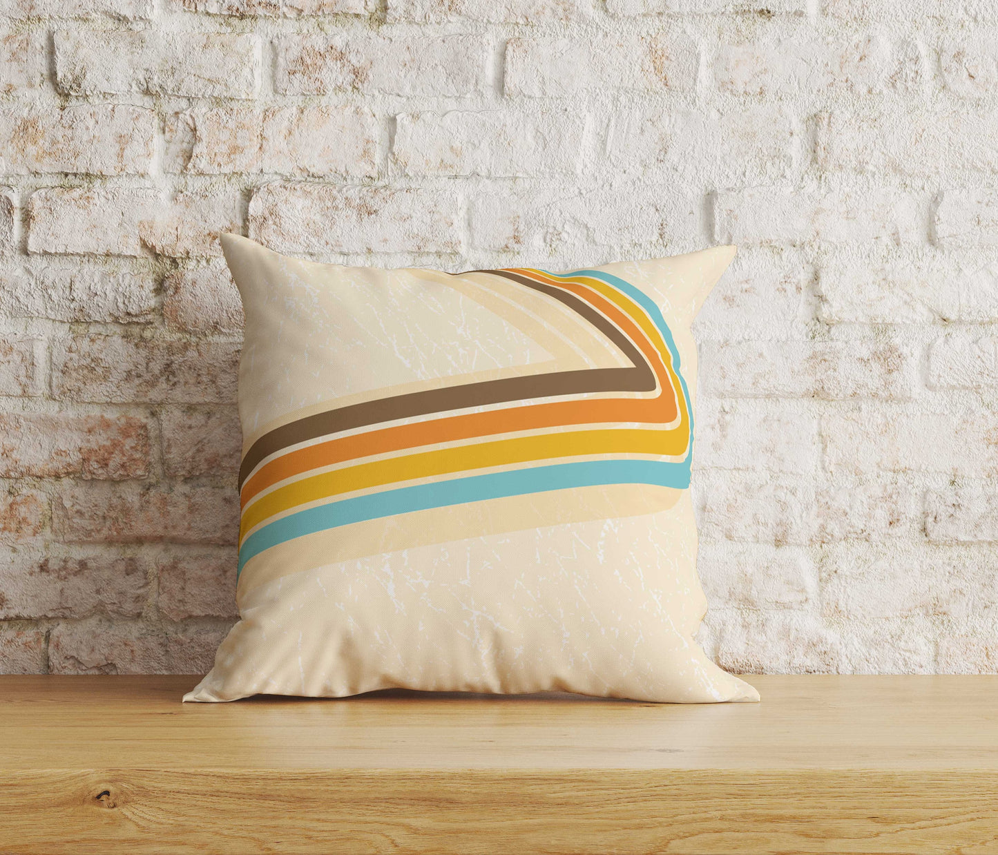 Orange and Green Retro Floral Striped Cushion Covers