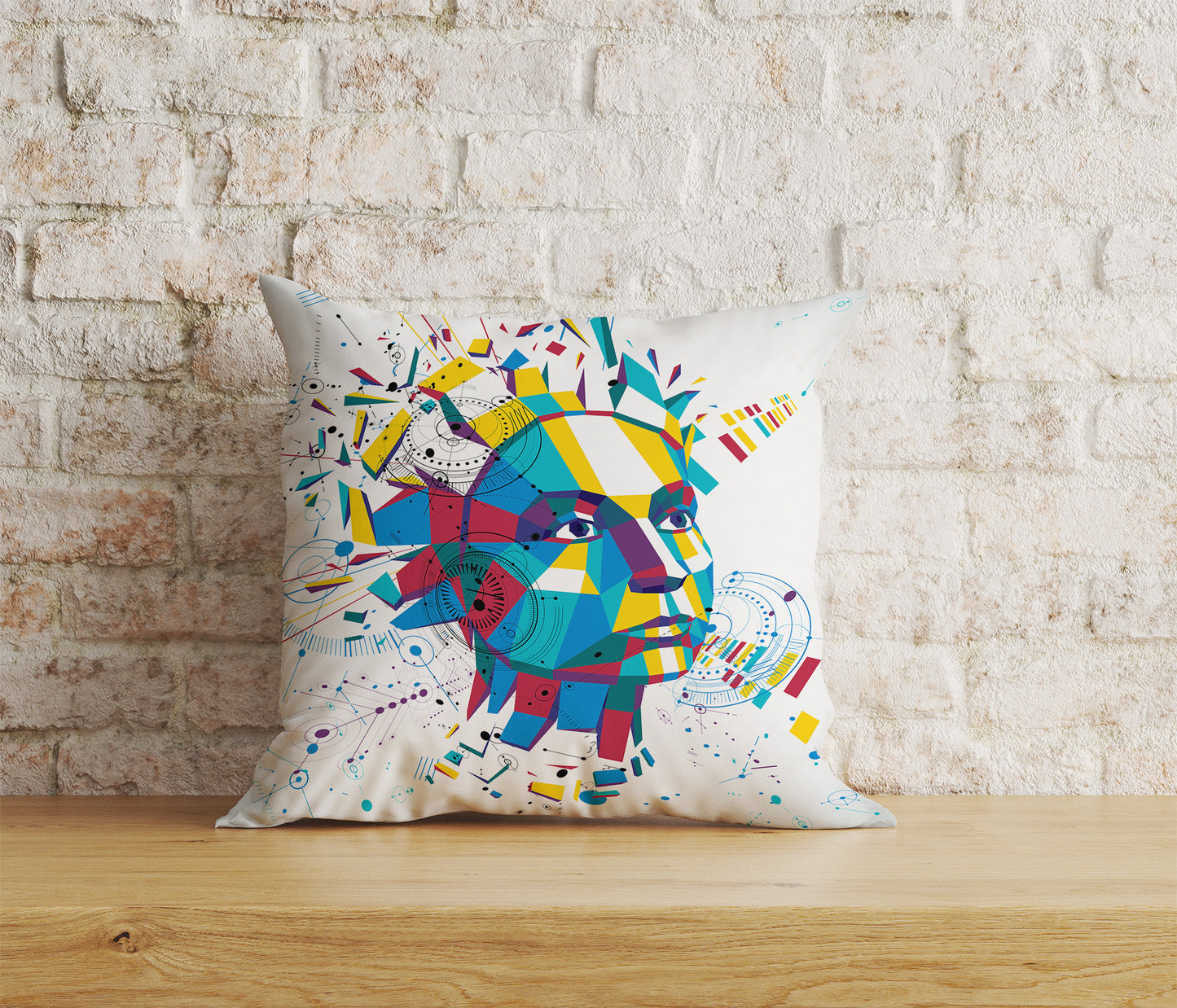 3D Vector Cushion Cover Abstract Face Pattern Pillow Cover