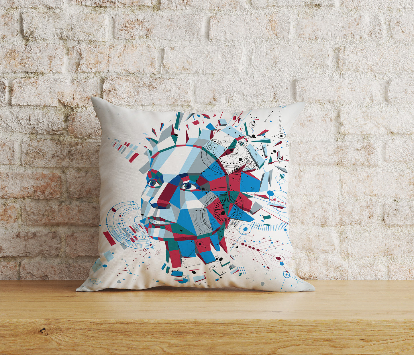 3D Vector Cushion Cover Abstract Face Pattern Pillow Cover