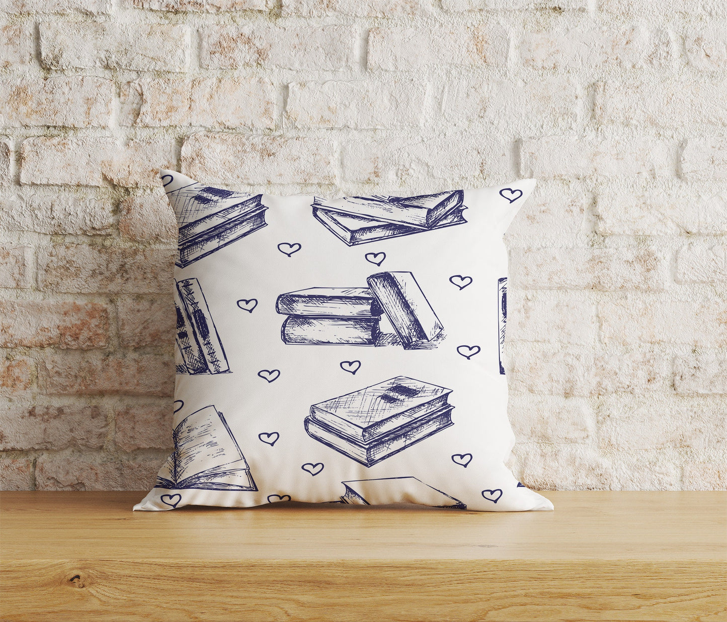 Book Pattern Cushion Cover Book Lover Print Cushion