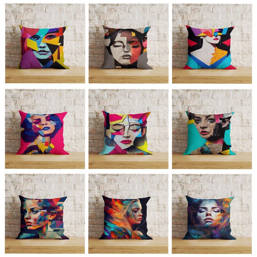 Woman Painting Ladies Face Art Decoration Cushion Cover