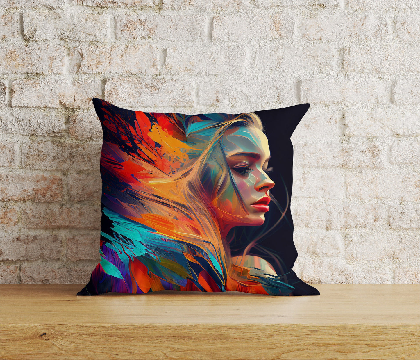 Woman Painting Ladies Face Art Decoration Cushion Cover