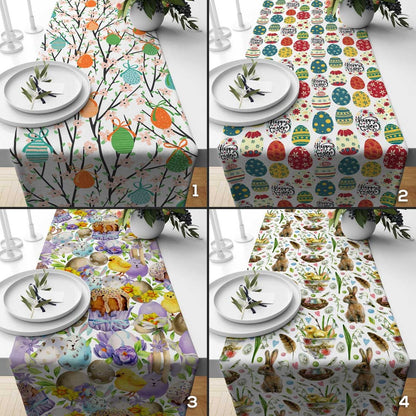 Easter Bunney Cute Rabbit Easter Table Runner