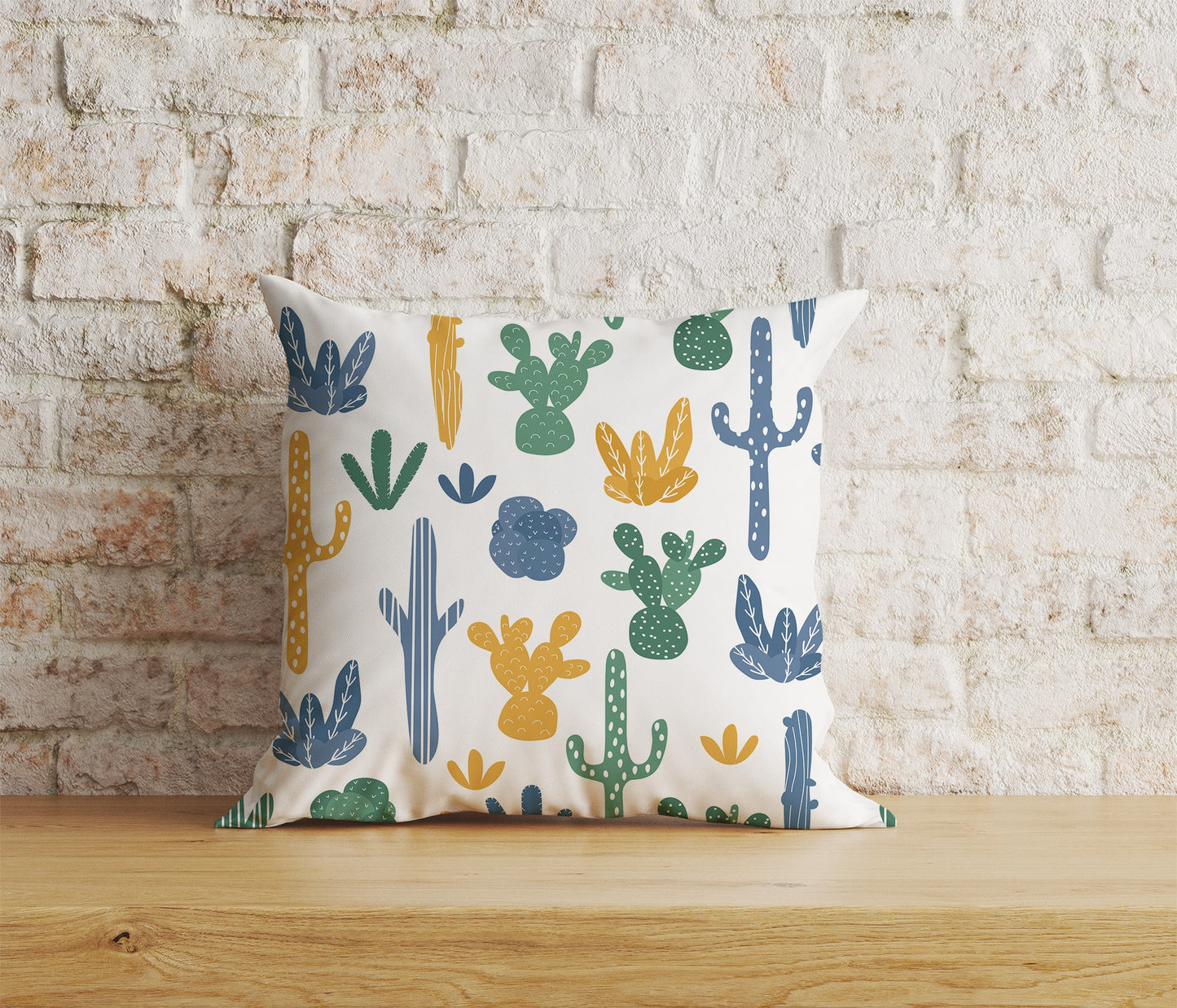 Floral Cactus Cushion Cover Green Botanical Throw Cushion