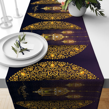 Ramadan Kareem Table Runner Blue Mystic Islamic Tablecloths