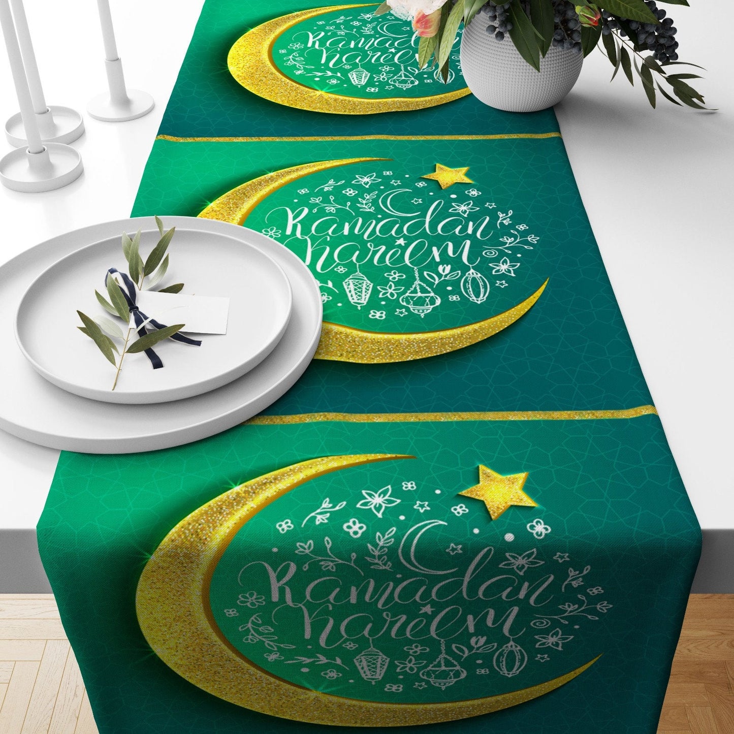 Islamic Table Runner Religious Table Centerpiece Ramadan