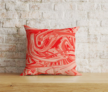 White Striped Red Brush Watercolor Cushion Cover