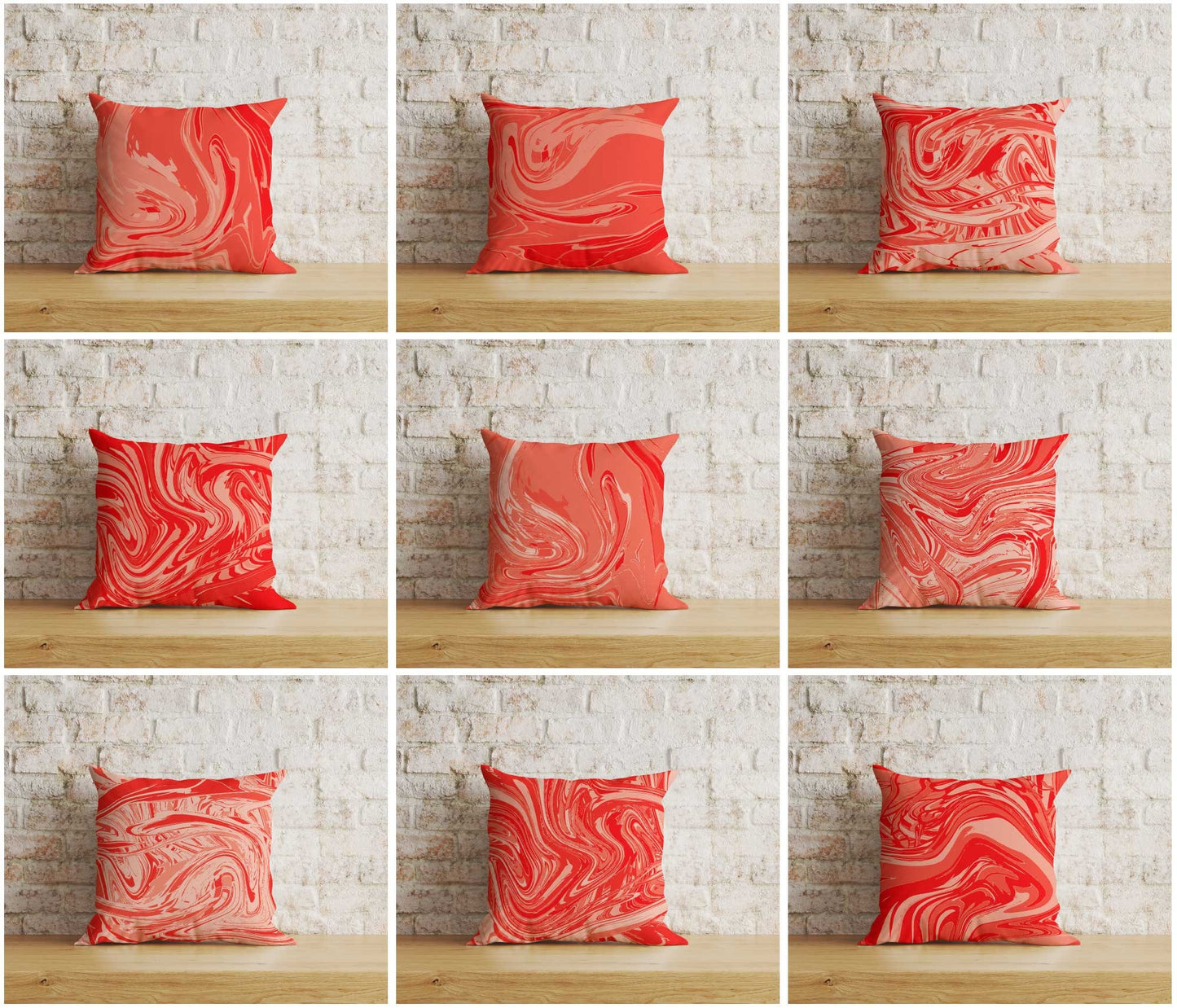 White Striped Red Brush Watercolor Cushion Cover