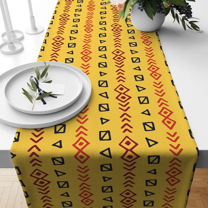 Ethnic Table Runner Yellow Tribal Vivid Aztec Tablecloth