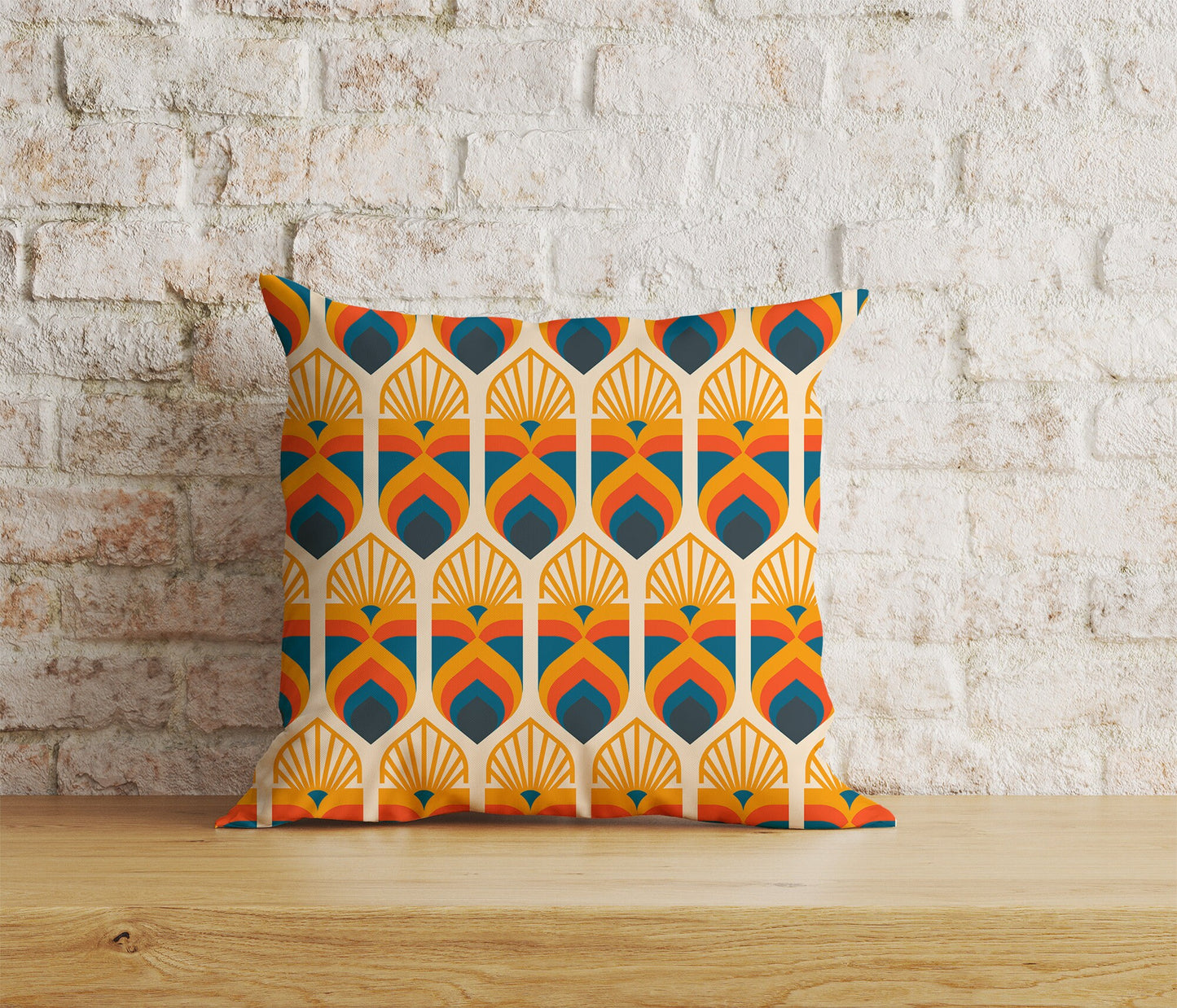 Linear Stem Scandinavian Cushion Cover Vibrant Retro Floral