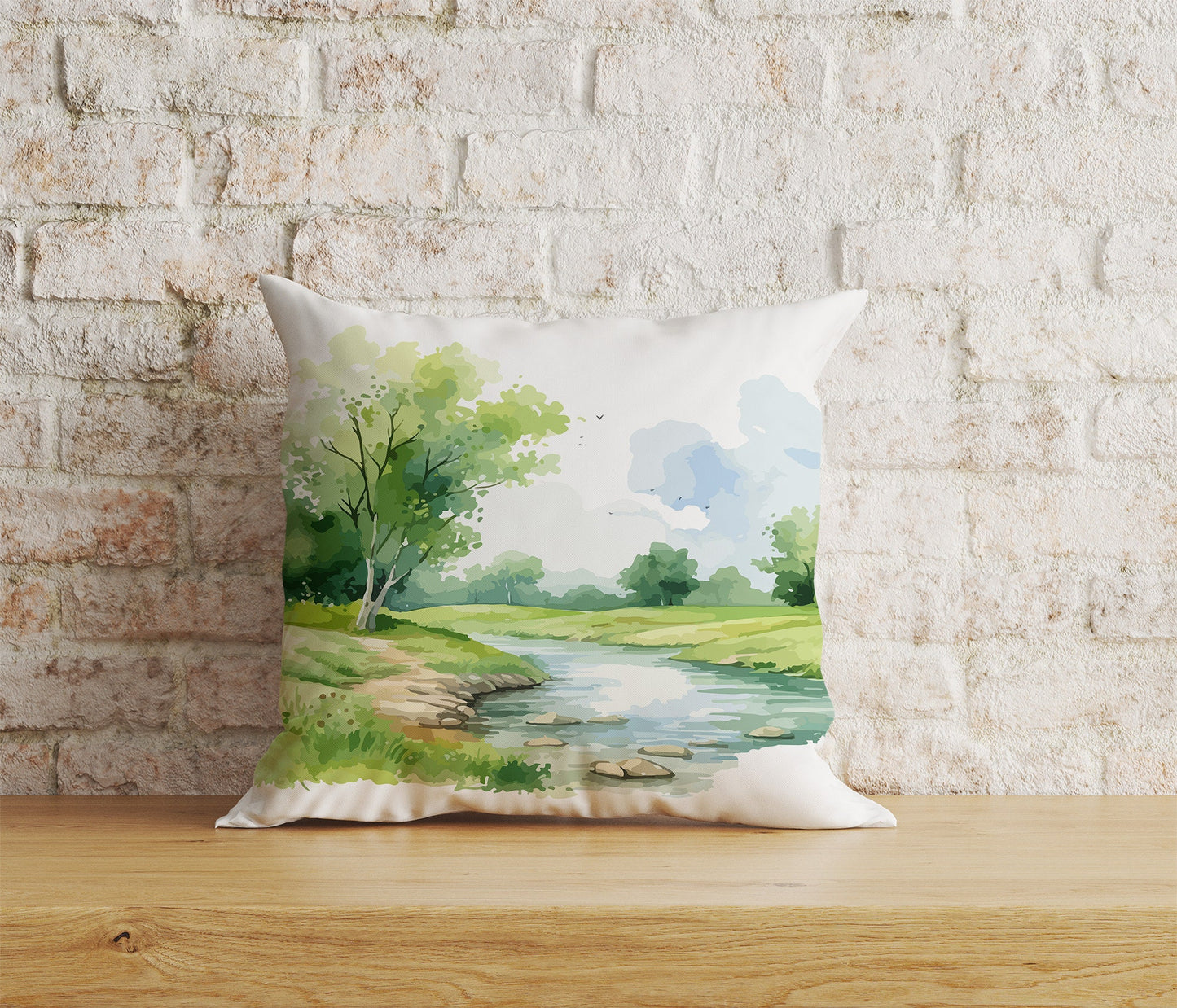 Watercolor Zen Garden Cushion Covers Montain Tree Jungle and Sun Pillow Case