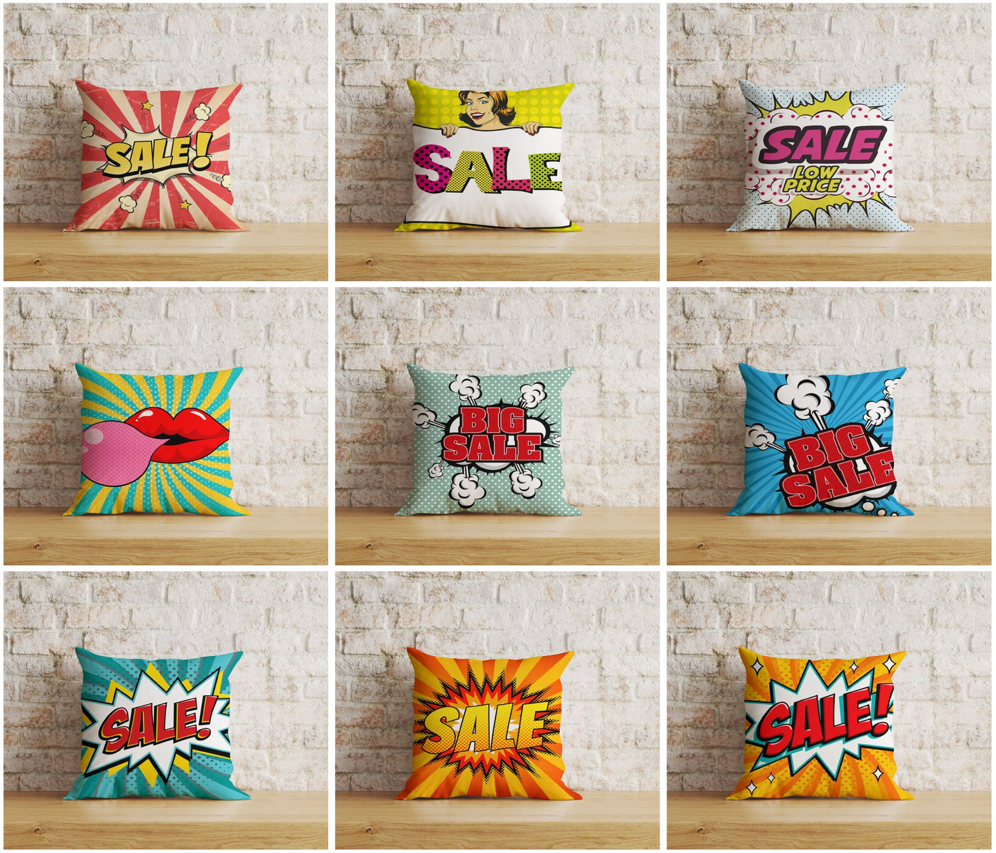 Pop Art Sale Cushion Cover Lips Bubble Gum Price Pillowcase