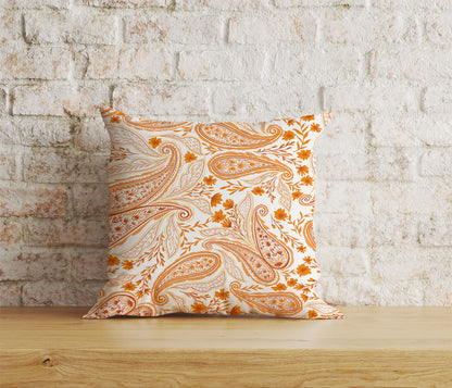 Paisley Cushion Cover Pink & Orange Countryside Inspired