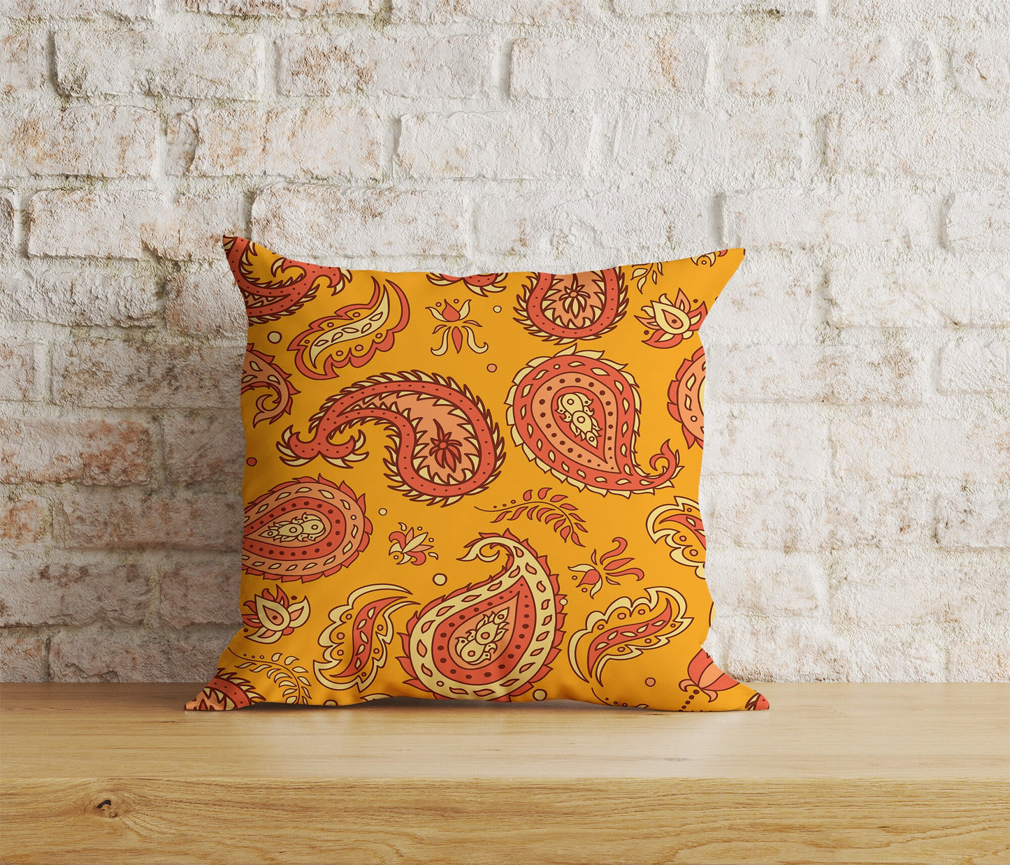 Paisley Cushion Cover Pink & Orange Countryside Inspired