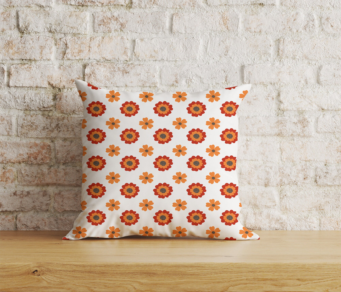 Colorful Retro Floral Square Cushion Cover 18x18, 20x20