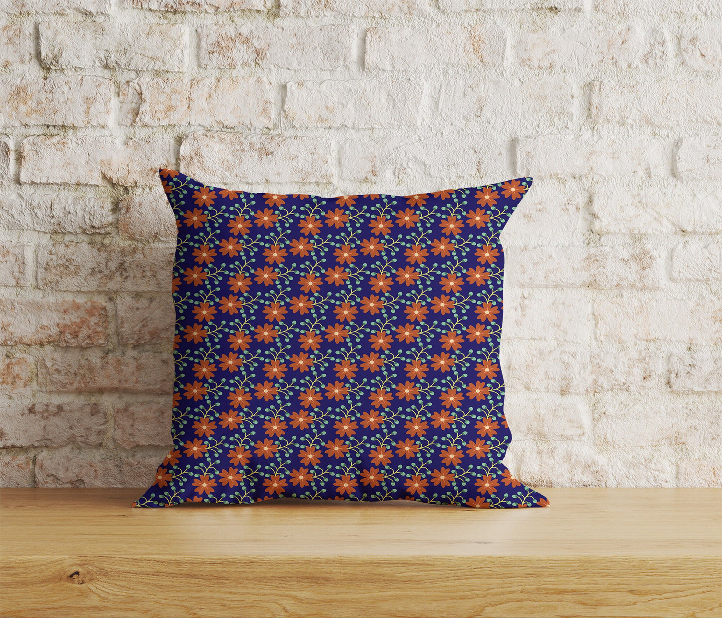 Colorful Retro Floral Square Cushion Cover 18x18, 20x20