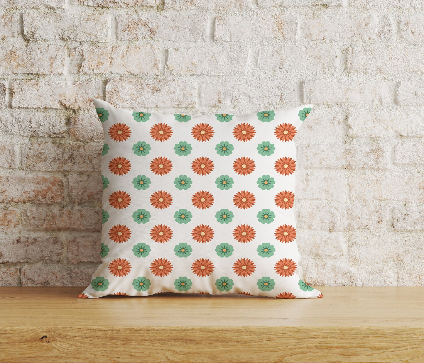 Colorful Retro Floral Square Cushion Cover 18x18, 20x20