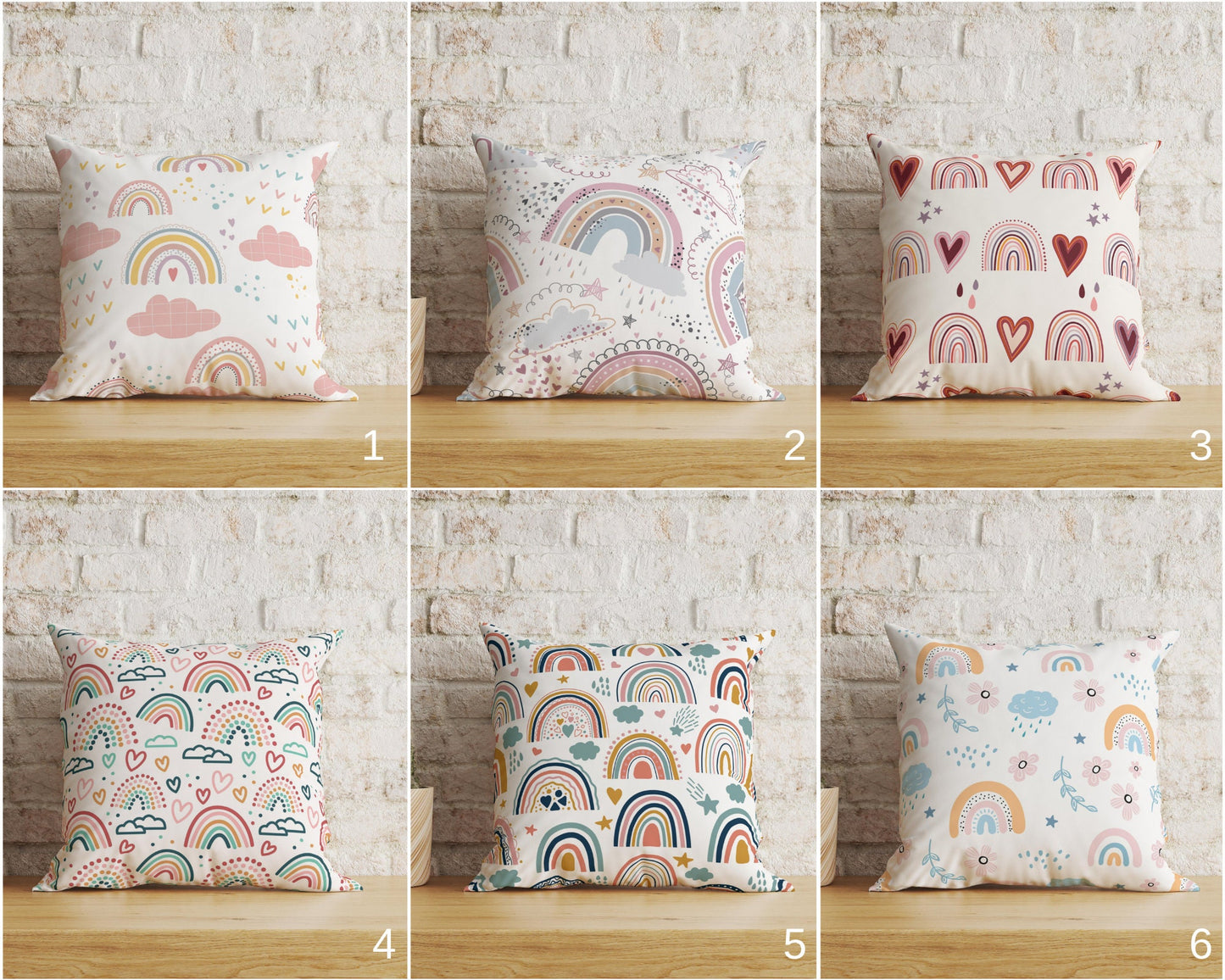 Kids Cushion Cover Rainbow Lines Pillow Cover Nursery Decor