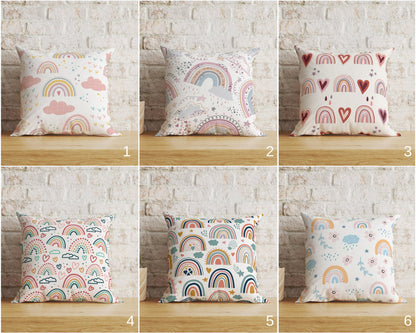 Kids Cushion Cover Rainbow Lines Pillow Cover Nursery Decor