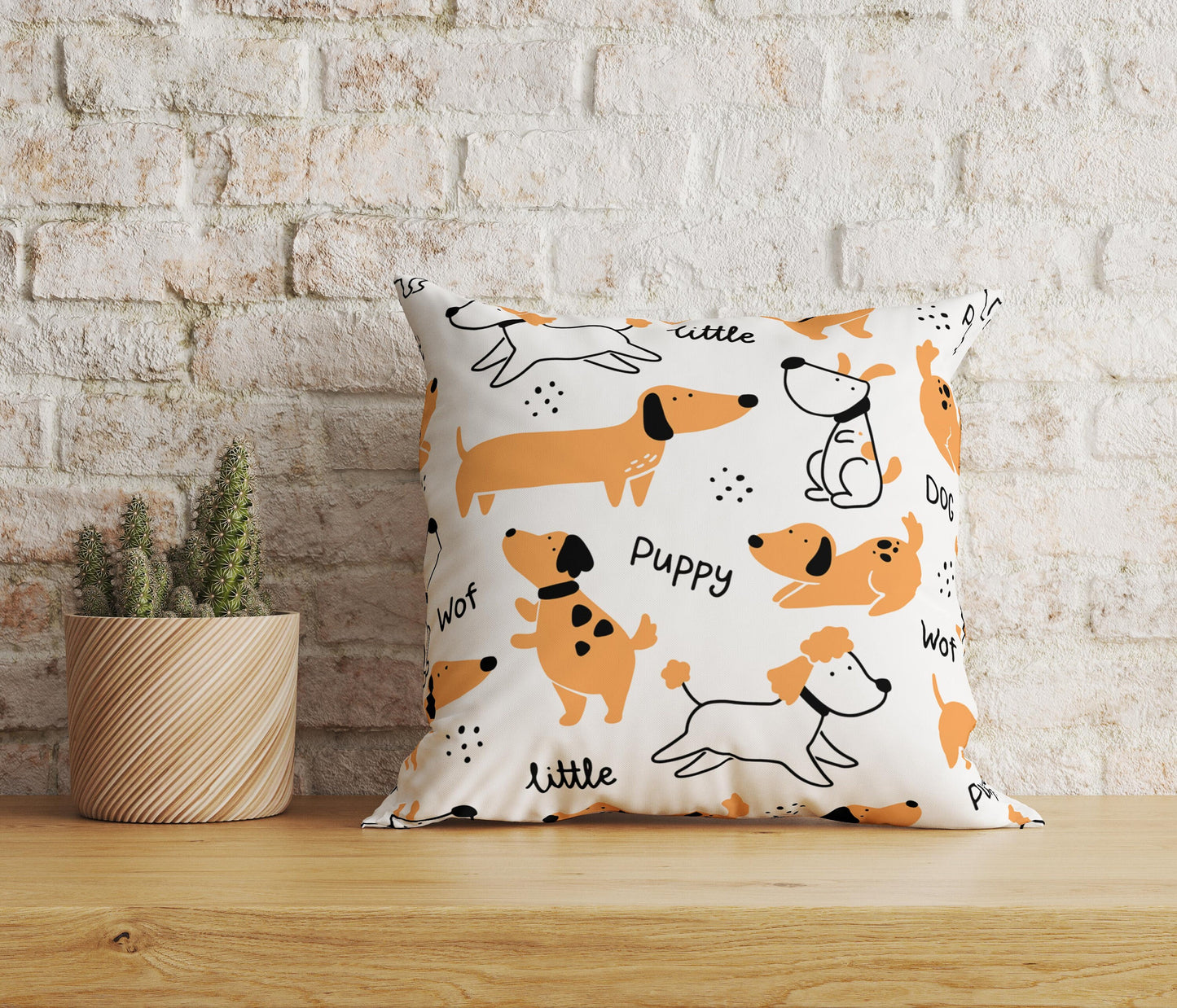 Dog Pattern Cushion Cover Texture With Dog Faces