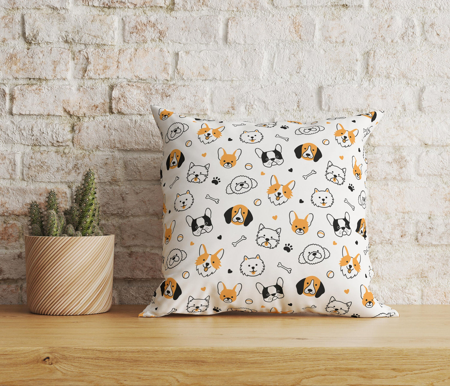 Dog Pattern Cushion Cover Texture With Dog Faces