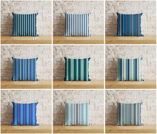 Blue Stripe Cushion Cover Straight Line Throw Cushions