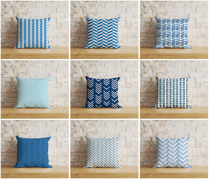 Herringbone Cushion Cover Blue Herringbone Pillowcase