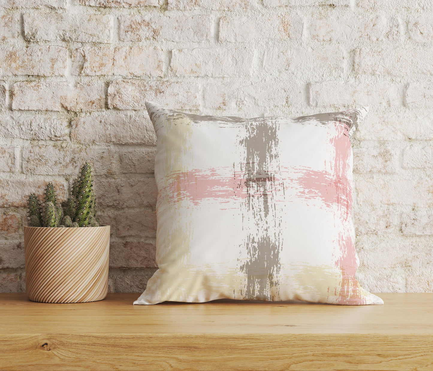 Abstract Paint Effect Cushion Cover Plaid Cushion Cover