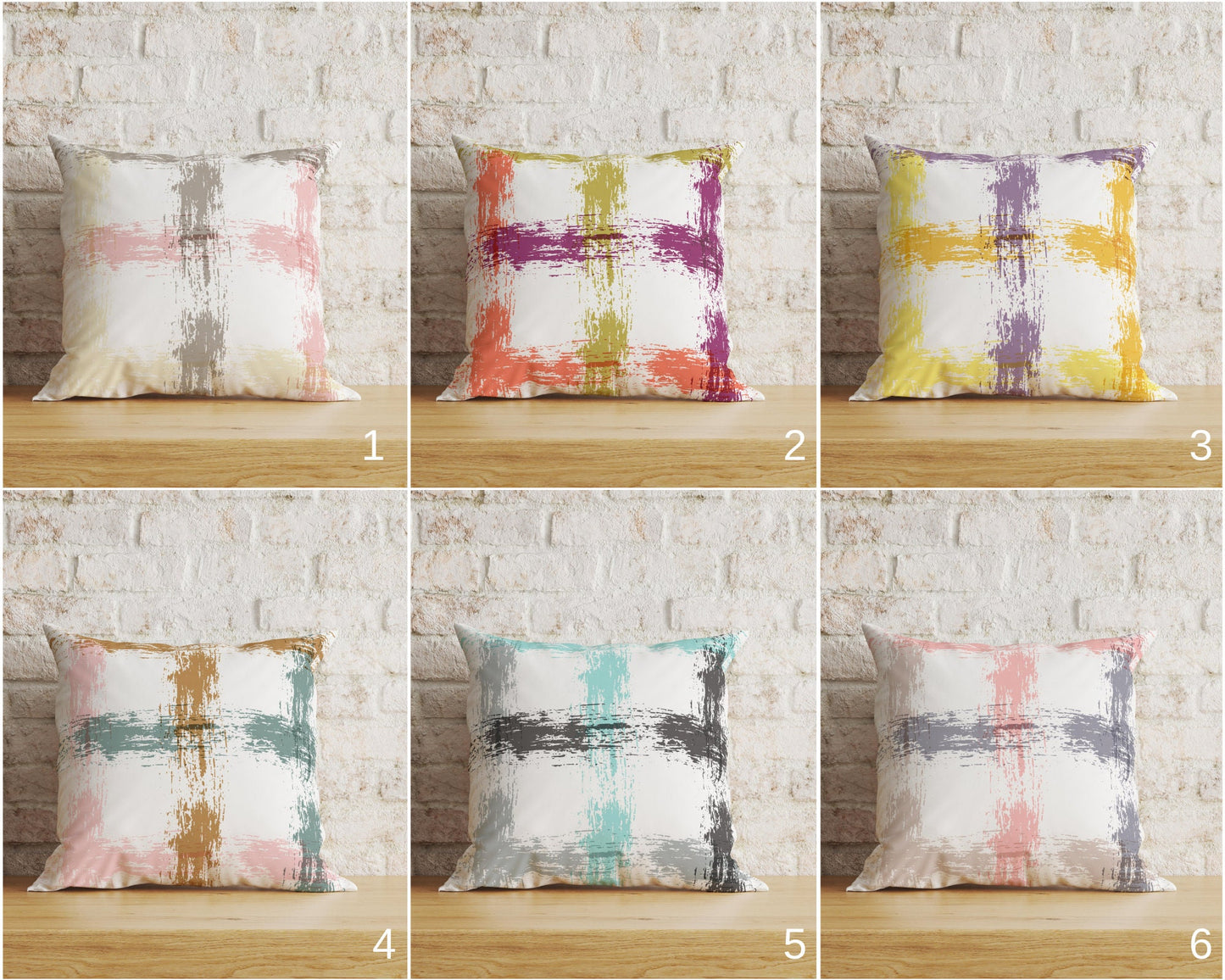 Abstract Paint Effect Cushion Cover Plaid Cushion Cover