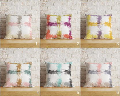 Abstract Paint Effect Cushion Cover Plaid Cushion Cover