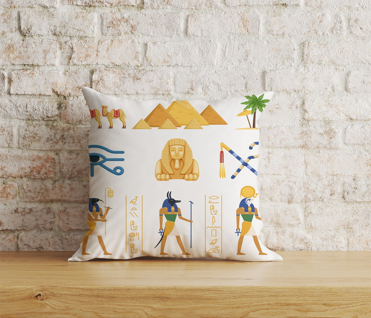 Egyptian Cushion Cover Ancient Hieroglyphs Pillow Cover