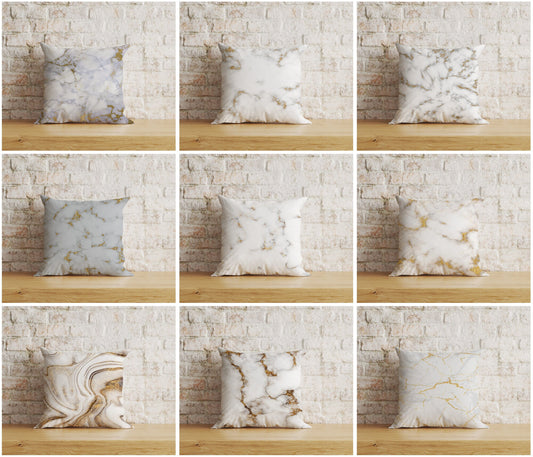 Marble Cushion Cover Gold Watercolor Stone Pillow Cover