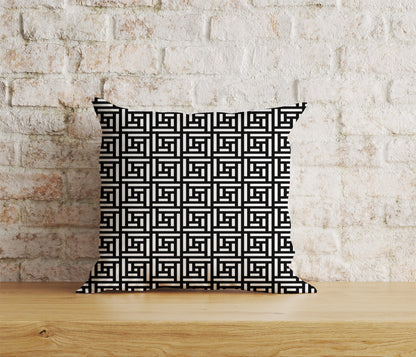 Greek Key Pattern Cushion Cover Black White Pillow Cover