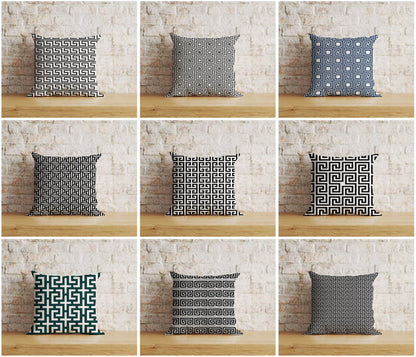 Greek Key Pattern Cushion Cover Black White Pillow Cover