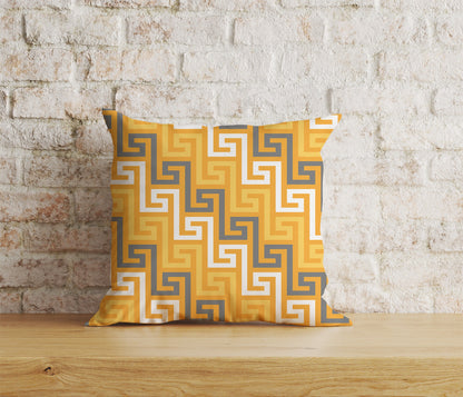 Greek Key Cushion Cover Yellow Black Throw Cushions