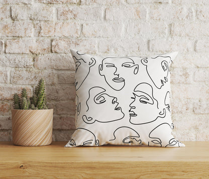 Abstract Woman Face Cushion Cover Bohem Style Pillow Cover