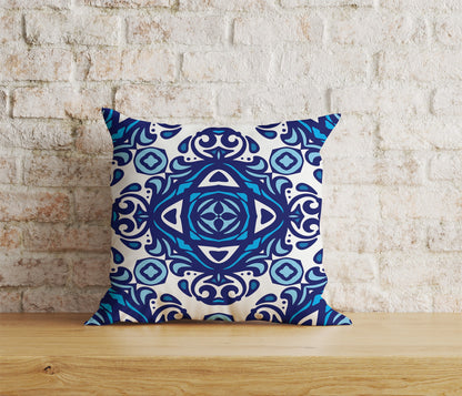 Blue Roman Mosaics Pillow Cover Blue Tiles Cushion Cover