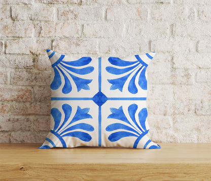 Blue Roman Mosaics Pillow Cover Blue Tiles Cushion Cover