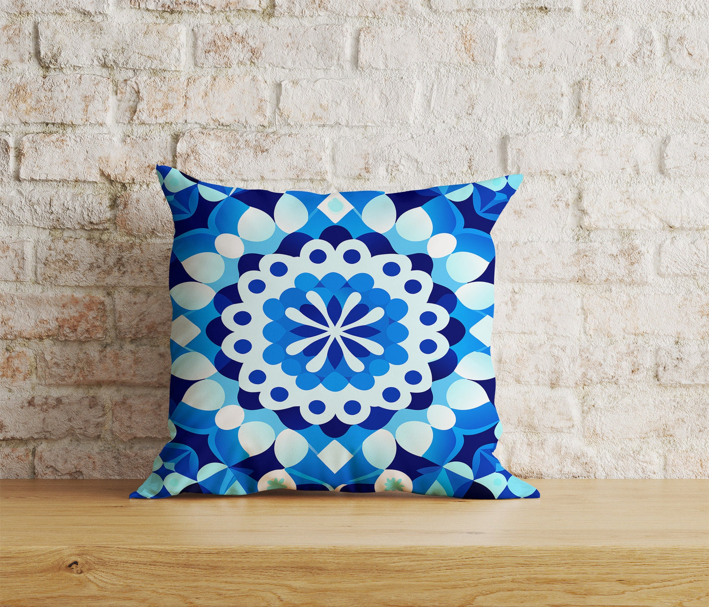 Blue Roman Mosaics Pillow Cover Blue Tiles Cushion Cover