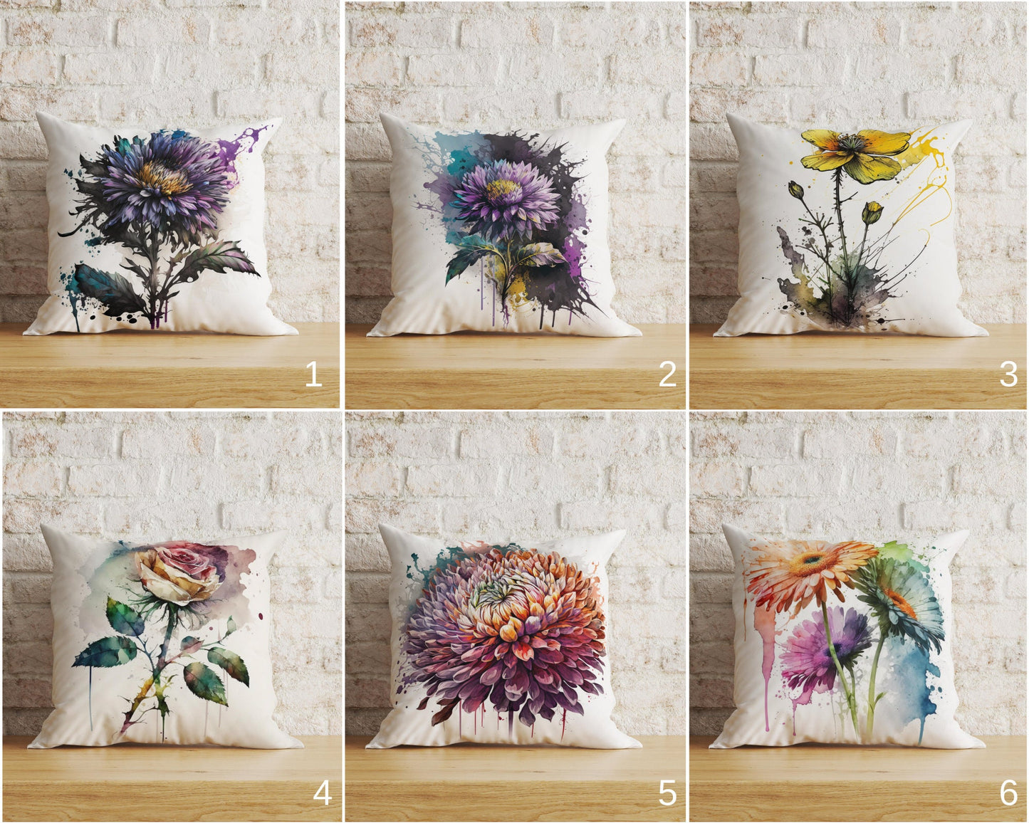 Watercolor Flower Cushion Covers Abstract Design Pillowcase