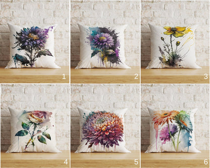 Watercolor Flower Cushion Covers Abstract Design Pillowcase