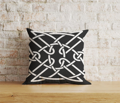 White & Black Celtic Knots Cushion Covers Line Design Pillow